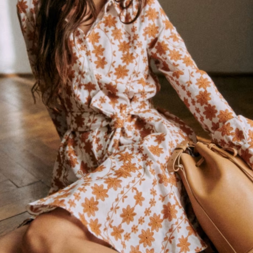 New nwt Sezane Sol dress camel ecru sold out